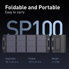 Segway SP100 Portable Solar Panel 100 Watt 20 Volt, High Efficiency Monocrystall