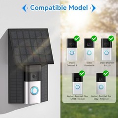 Solar Charger for Video Doorbells – Compatible with Ring 3/3 Plus/4 & Pro