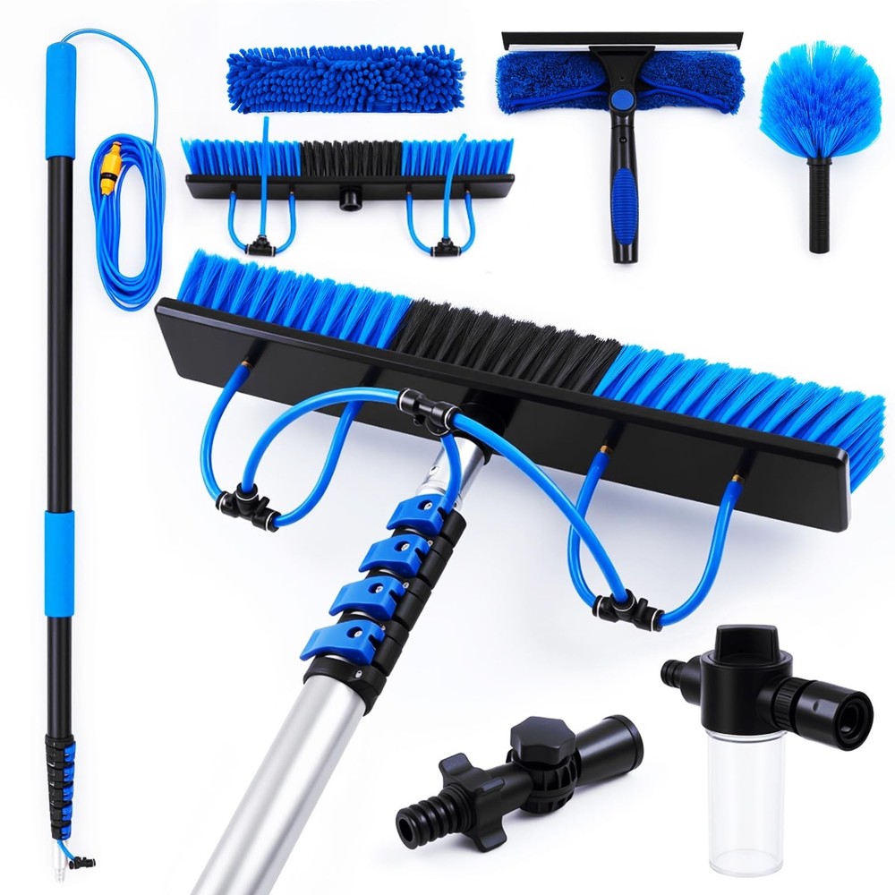 Solar Panel Cleaning Kit Water Fed Pole 24 FT, Extendable Telescopic Pole wit…