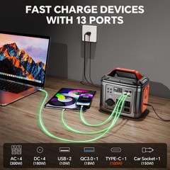 300W Portable Power Station 296Wh 80000mAh Solar Generator with Solar Panel