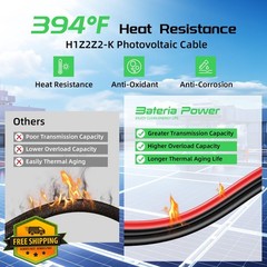 Bateria Power 10ft 10AWG Solar Cable Red Black