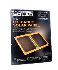 Thunderbolt solar 9w foldable solar panel. Slim construction for portability