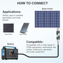 Solar Panel to XT60i Female Adapter Charging Cable for Solar Panels RV 6 Ft