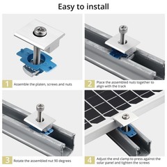Anbte 20pcs Solar Panels Mid Clamps for Unistrut, 30mm/35mm, Silver