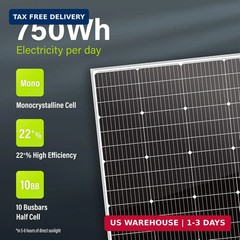 Newpowa 150W(Watt) 10BB Solar Panel Monocrystalline 12V High Efficiency PV Modul