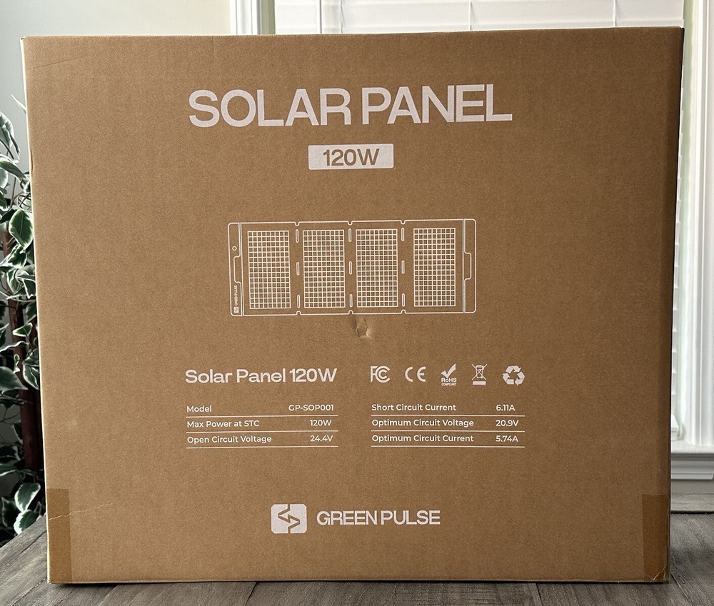 Green Pulse 120W Solar Panel Model GP-SOP001 Portable & Foldable For 300W/500W/