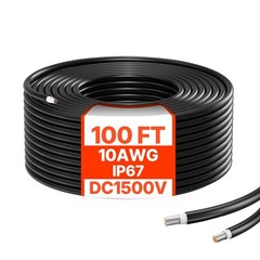 100ft 10AWG PV Cable 6mm², Weather-Resistant XLPE, -40°F to 221°F
