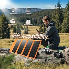 30W Portable Solar Charger USB Type-C Outputs Fast Charge 2 Devices IP67 Waterpr