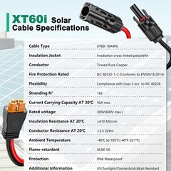 25FT 10AWG Solar XT60i Cable, Solar Panel Connector Extension for Power Station