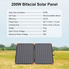 MHPOWOS 100W 200W Bifacial Foldable Solar Panel for Anker Jackery Power Station
