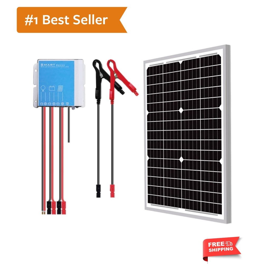 30 Watts 24V Waterproof Off Grid Solar Panel Kit, Battery Trickle Charger Mai…