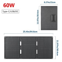 Luxuglow 60W Foldable Solar Panel Portable USB Type C Charger for Outdoor