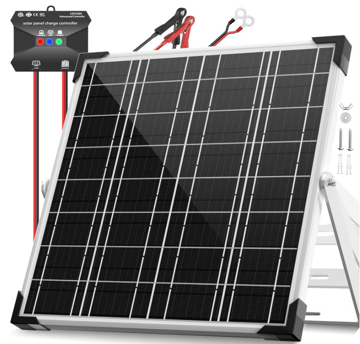 20W 12V Solar Panel Kit, Trickle Charger, Waterproof, Controller & Mount