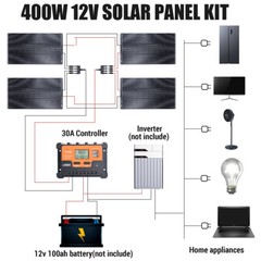 400W 200W Ultra Thin Flexible Solar Panel Kit Mono 12V for RV Camper Off-Grid