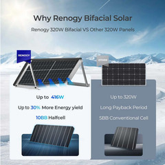 Renogy Bifacial Solar Panels 640 Watts 12V/24V Monocrystalline 2PCS 320W
