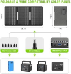 Portable Power Bank with Panel 24000mAh Power Station for Home Camping Emergency