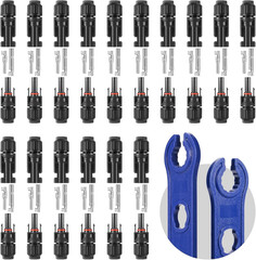 32 PCS Solar Panel Connectors MC4, 16 Pairs Male/Female + 2 Wrenches IP67 Waterp