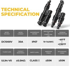 Lightweight Solar Branch Connectors 3.52 Ounces for Efficient Installation