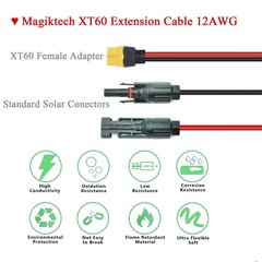 12AWG 25FT Solar to XT60 Cable,Solar Charge Cable with XT60 Female Adapter fo…