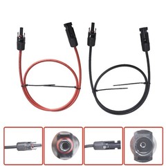 1 Pair 10 AWG 3 Feet Black + Red Solar Panel Extension Cable Wire Connector