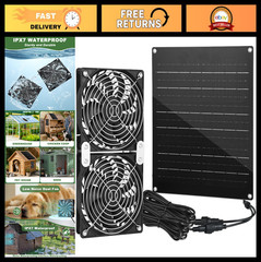 30W Solar Powered Fan Kit – Waterproof Exhaust & Intake Fan for Greenhouse, Shed