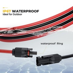 BougeRV 20 Feet 10AWG Solar Extension Cable with Female and Male Connector with