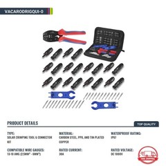 Kit De Herramientas Para Paneles Solares Con Crimpadora Conectores Y Llaves 47pz