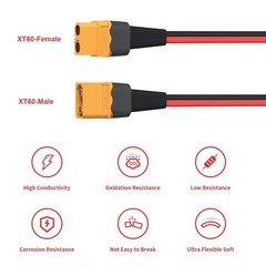 XT60 Y Splitter,12Awg XT60 1 Female to 2 Male Connector Cable for UAV Phantom Qu