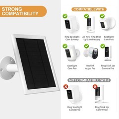 5W Solar Panel for Ring Camera & Stick Up Cam – 10ft Cord, IP65 Waterproof, 2-Pa