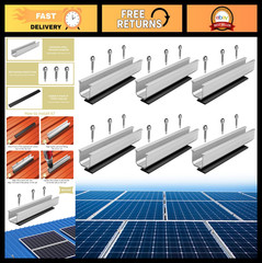 6Pcs Solar Panel Mounting Rail Kit, Aluminum Brackets with Screws & Pads for Roo