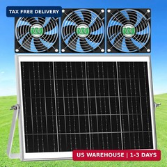 Solar Chicken Coop Fan 3 Kit, 25W Solar Powered Greenhouse Fan Outdoor Waterproo