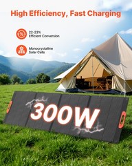 VEVOR 300W Foldable Monocrystalline Solar Panel Portable ETFE Mono Solar Charger