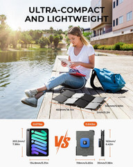 [Upgraded] Ultra-Light Portable 25W Solar Panel Charger with USB-A and USB-C Po