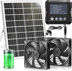 Solar Fan for Chicken Coop & Greenhouse, 25W Solar Powered Exhaust Fan with 7500