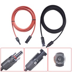 Solar Panel Extension Cable Wire Connector 12AWG 10ft Black + Red 1Pair New