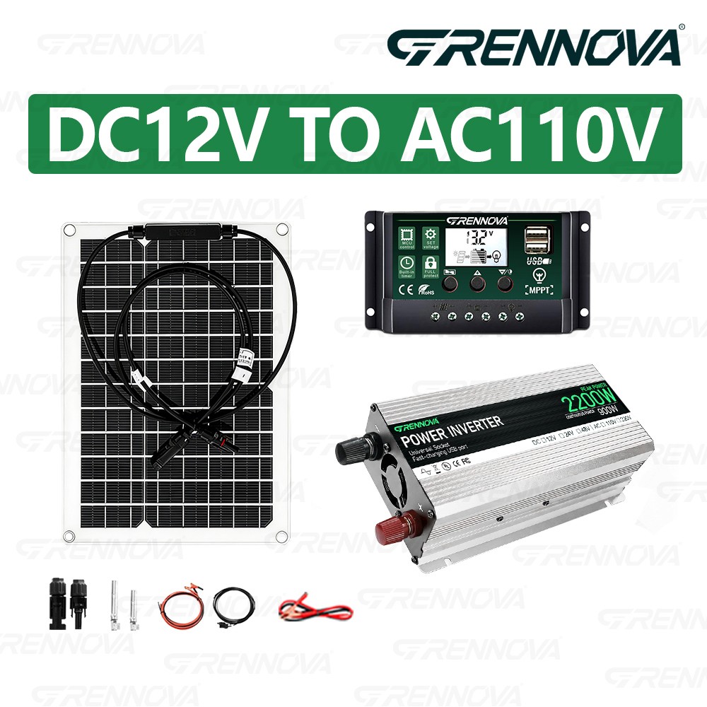 New Grennova Ready to Use 2200W Off-Grid Solar System High Quality 50W Panel 12V