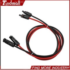 Findmall 5 Feet 10AWG Black + Red Solar Panel Extension Cable Wire Connector