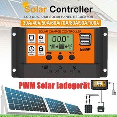 30A-100A PWM Solar Panel Regulator Charge Controller 12V/24V Auto Focus Tracking