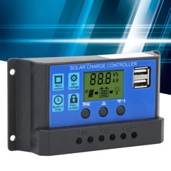 Solar Panel Controller LCD Battery Control USB Output 12V/24V 30A