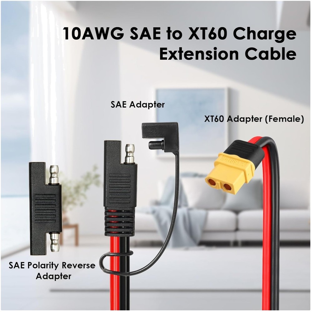 High Efficiency 10AWG SAE to XT60 Cable