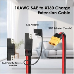 High Efficiency 10AWG SAE to XT60 Cable