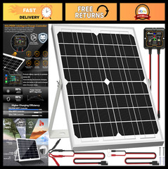 20W 12V Solar Panel Kit – Battery Charger & Maintainer with MPPT Controller, Adj