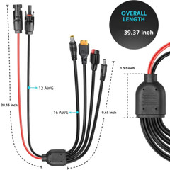 4-in-1 Solar Connector Extension Cable Splitter Solar Adapter to XT60（3ft）