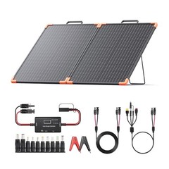 Portable Solar Panel, Foldable Tempered Glass Solar Panel Kit with 20A 100W