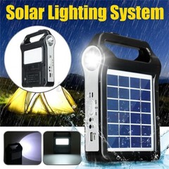 Portable Rechargeable Solar Panel Power Generator System USB Charger With Lamp