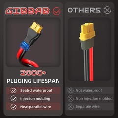 Weatherproof 3FT XT60 Solar Charging Cable with 30A Capacity & Copper Wire