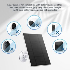 5W Solar Panel for Security Camera, Solar Panel with Micro USB & USB-C Port f…