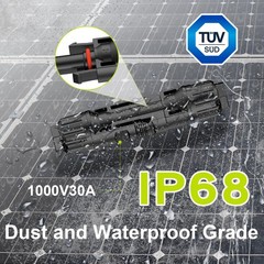 30 Pairs Solar Panel M/F Connectors, IP68 1000V 30A, 1014AWG Wire + Spanners