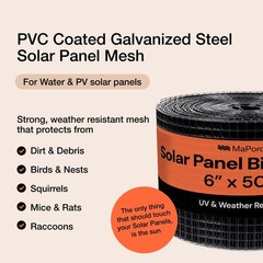 MAPORCH 6″ x 50FT Solar Panel Bird Wire Screen Protection, Black PVC Coated B…