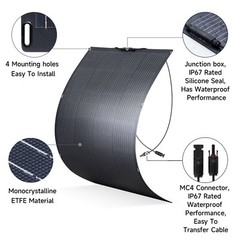 ALLPOWERS 100W OR 200W Flexible Mono Solar Panel Efficiency IP68 Solar Modules
